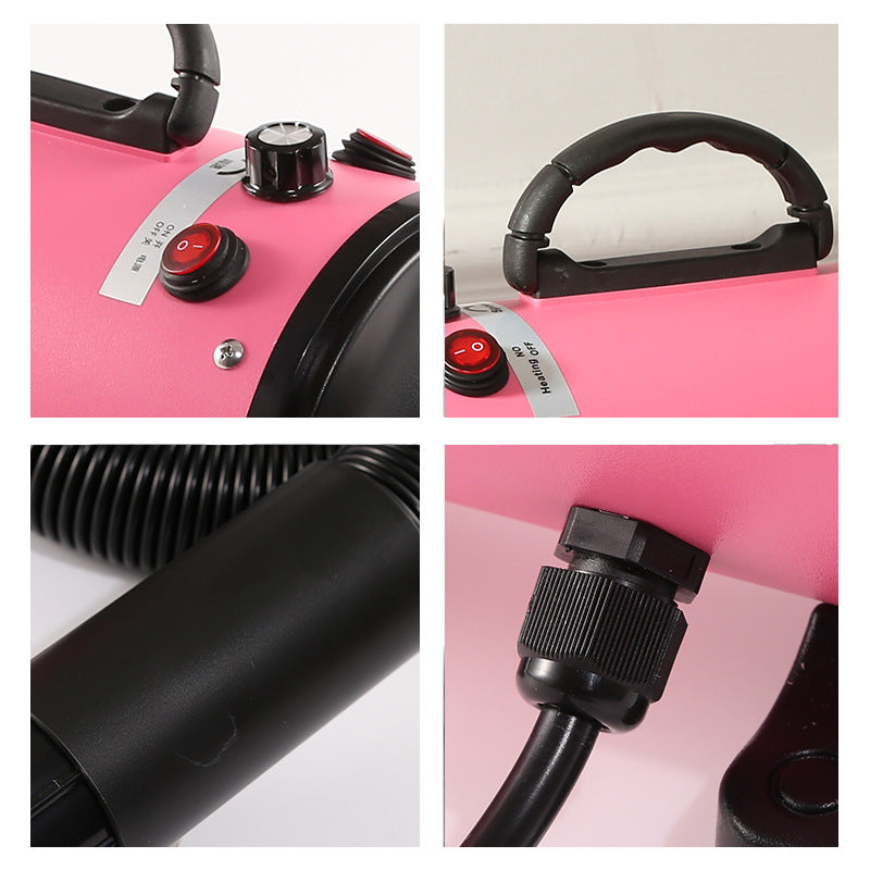 Pet Hair Dryer with Multiple Nozzles - Powerful and Quiet for Dogs and Cats (Pink) V888-ELOSUNG11774