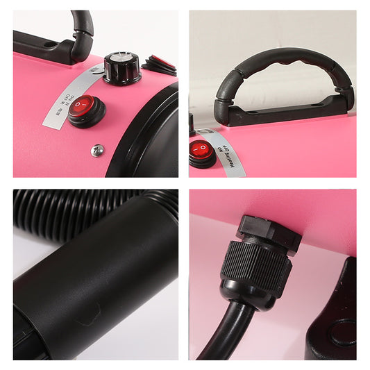 Pet Hair Dryer with Multiple Nozzles - Powerful and Quiet for Dogs and Cats (Pink) V888-ELOSUNG11774