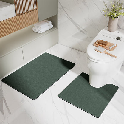 Green Bathroom Floor Mat Set - U-Shaped Toilet Mat 50*50cm & Rectangular 40x60cm Mat for Bathroom V888-ELOSUNG11780