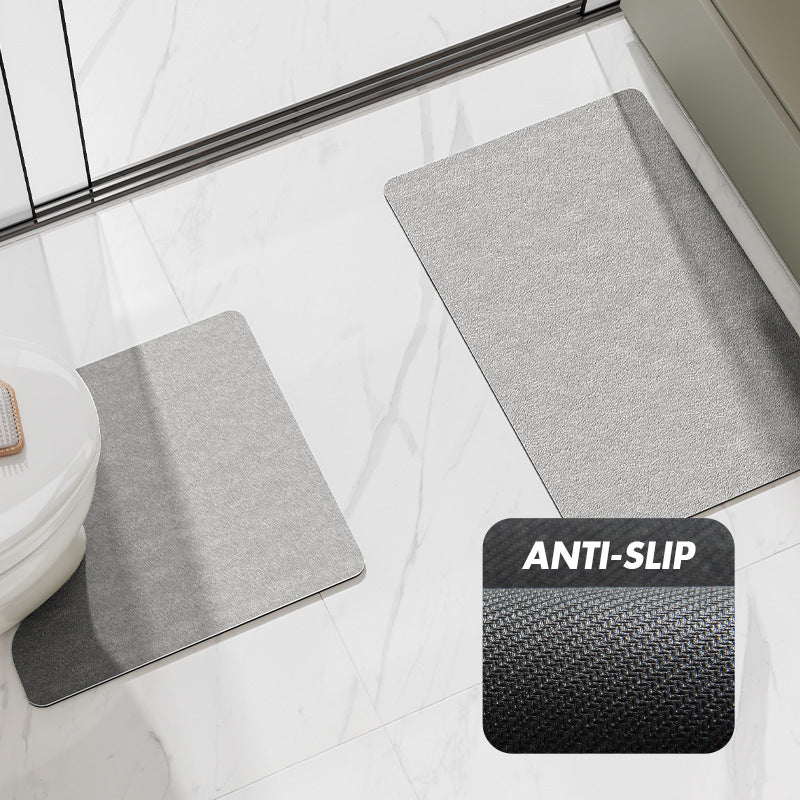 Green Bathroom Floor Mat Set - U-Shaped Toilet Mat 50*50cm & Rectangular 40x60cm Mat for Bathroom V888-ELOSUNG11780