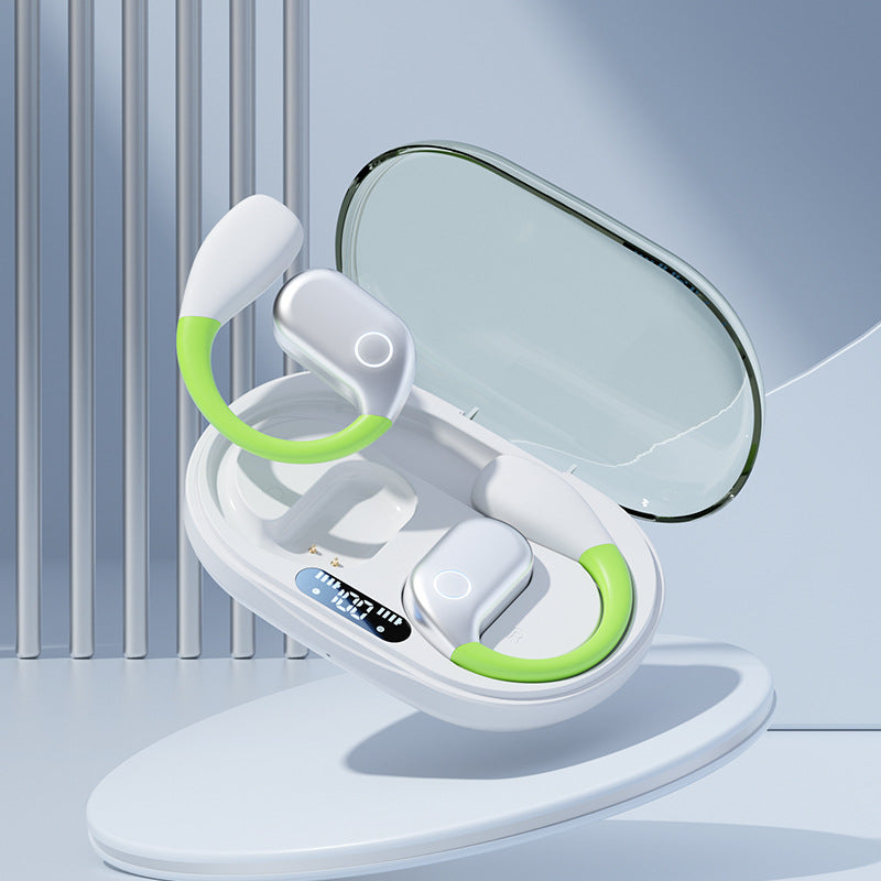 White M82 Transparent OWS Wireless Bluetooth Earphones - Clear Sound, Comfortable Over-Ear Fit V888-ELOSUNG11843