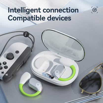White M82 Transparent OWS Wireless Bluetooth Earphones - Clear Sound, Comfortable Over-Ear Fit V888-ELOSUNG11843