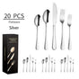Silver 410 Stainless Steel Cutlery Set - Western Steak Knife, Fork & Spoon Set, 4 Set/20-Piece Dinnerware Set V888-ELOSUNG11940
