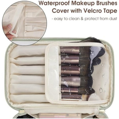 Green PU Leather Large Capacity Makeup Bag - Waterproof & Multifunctional Handbag for Women V888-ELOSUNG11964