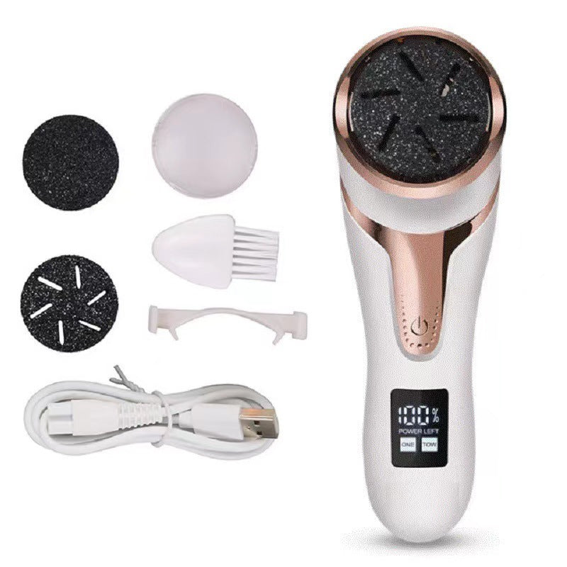 White Electric Foot Callus Remover - Rechargeable Waterproof Pedicure Tool with Automatic Dead Skin Removal V888-ELOSUNG11980
