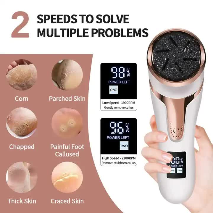White Electric Foot Callus Remover - Rechargeable Waterproof Pedicure Tool with Automatic Dead Skin Removal V888-ELOSUNG11980