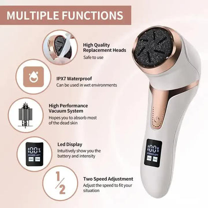 White Electric Foot Callus Remover - Rechargeable Waterproof Pedicure Tool with Automatic Dead Skin Removal V888-ELOSUNG11980