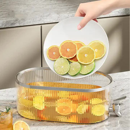 Elegant White Refrigerator Cold Water Dispenser - 5.3L Fruit Tea Jug with Tap for Home Beverages V888-ELOSUNG11992