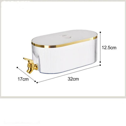 Elegant White Refrigerator Cold Water Dispenser - 5.3L Fruit Tea Jug with Tap for Home Beverages V888-ELOSUNG11992