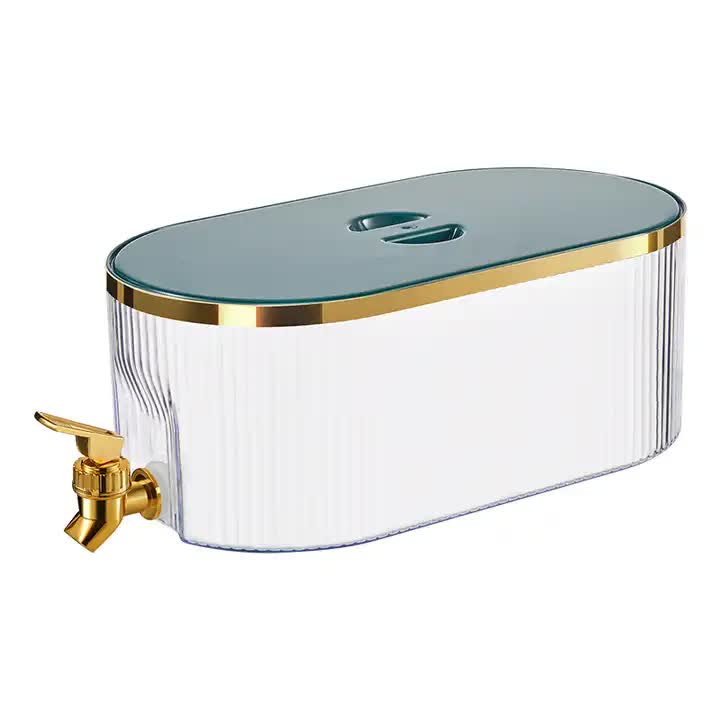 Dark Green Refrigerator Cold Water Dispenser - 5.3L Fruit Tea Jug with Tap for Home Beverages V888-ELOSUNG11993
