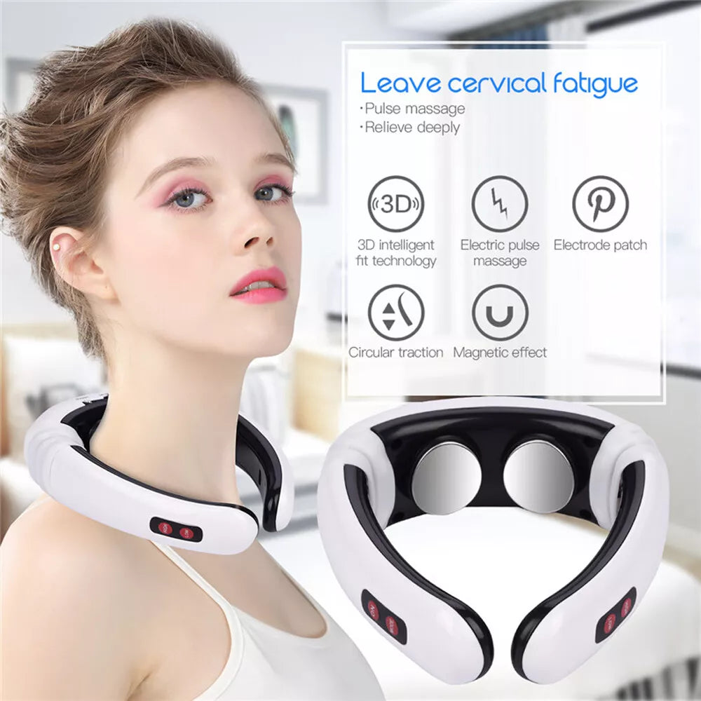 Neck Massager with Pulse Therapy - Intelligent Cervical Massage Device for Pain Relief and Relaxation V888-ELOSUNG11999