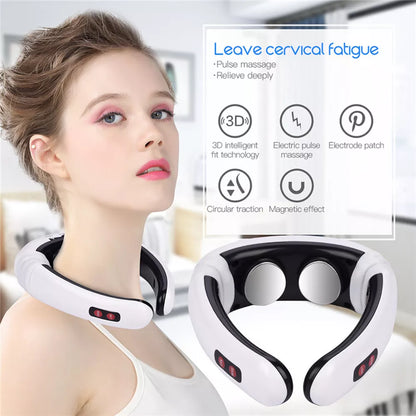 Neck Massager with Pulse Therapy - Intelligent Cervical Massage Device for Pain Relief and Relaxation V888-ELOSUNG11999