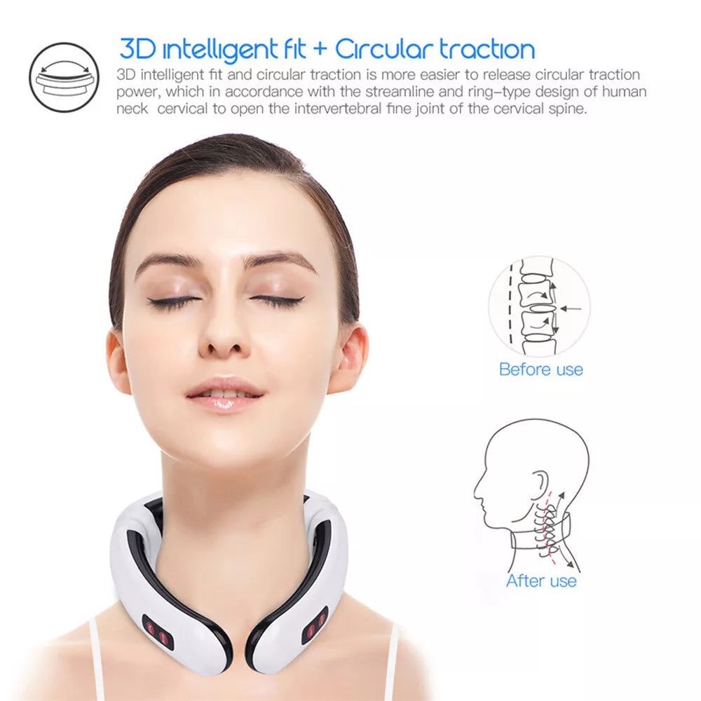 Neck Massager with Pulse Therapy - Intelligent Cervical Massage Device for Pain Relief and Relaxation V888-ELOSUNG11999