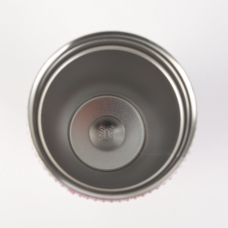 Diamond-Inlaid Insulated 304 Stainless Steel Cup with Straw - Double-Walled, Rhinestone Coffee Mug, Gift Cup V888-ELOSUNG12102