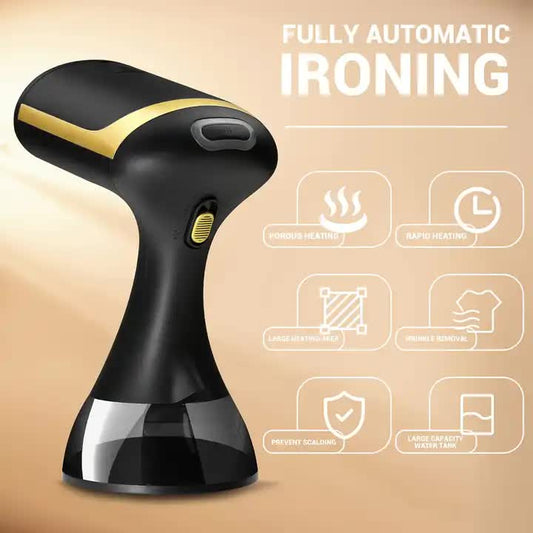 Black Handheld Garment Steamer - Portable Mini Steam Iron for Home Use, Wrinkle Remover & Fabric Freshener, V888-ELOSUNG12174