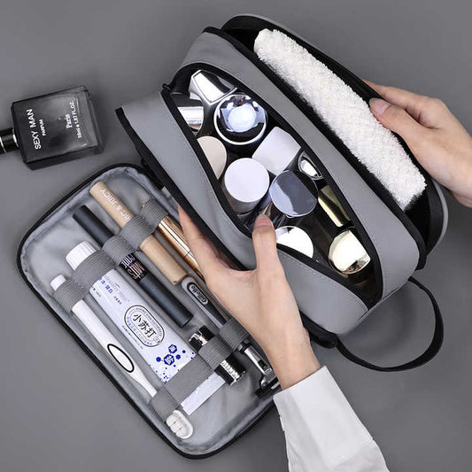 Black Elite Series 3-Layer Large Capacity Men's Toiletry Bag - Portable Travel Cosmetic Organizer with V888-ELOSUNG12216