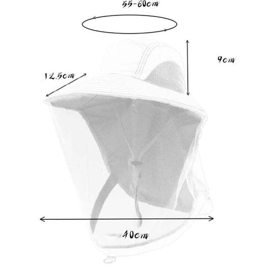 Navy Blue Outdoor Mosquito-Proof Hat with Face Shield - Breathable Fishing Hat for Men, UV Protection Mesh V888-ELOSUNG12219