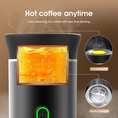 Black Portable Espresso Coffee Machine - Universal 3-in-1 Capsule, Coffee Powder, and Espresso Maker V888-ELOSUNG12238