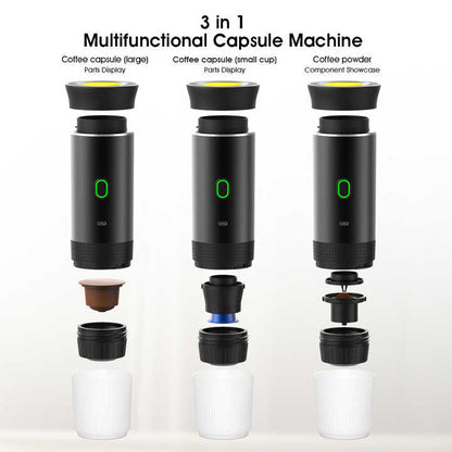 White Portable Espresso Coffee Machine - Universal 3-in-1 Capsule, Coffee Powder, and Espresso Maker V888-ELOSUNG12241