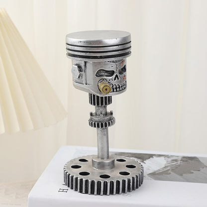 Piston Skull Face Sculpture, Resin Gear Decor, Industrial Style Home Decoration V888-ELOSUNG12307