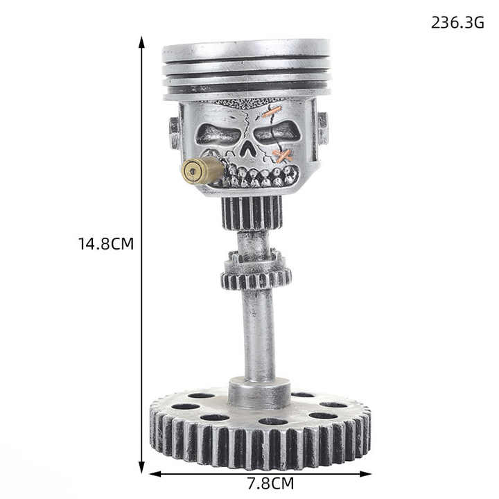 Piston Skull Face Sculpture, Resin Gear Decor, Industrial Style Home Decoration V888-ELOSUNG12307