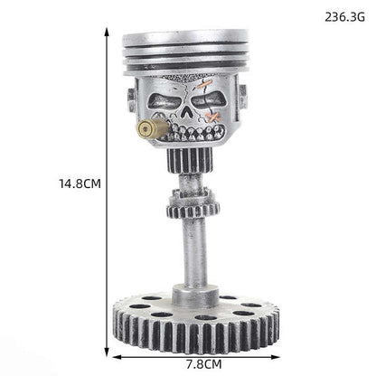Piston Skull Face Sculpture, Resin Gear Decor, Industrial Style Home Decoration V888-ELOSUNG12307