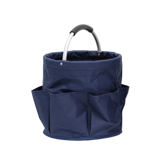 Navy Blue Portable Picnic Basket, Foldable Outdoor Beach Basket with Handle, Multi-Use Storage and Wash Bag V888-ELOSUNG12310