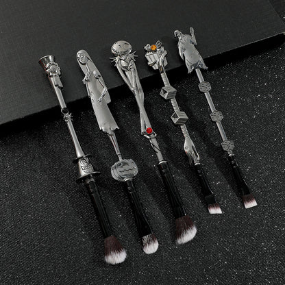 5-Piece Gothic Skeleton Jack Makeup Brush Set - Halloween Horror-Themed Metal Eyeshadow Brushes for Creative V888-ELOSUNG12401
