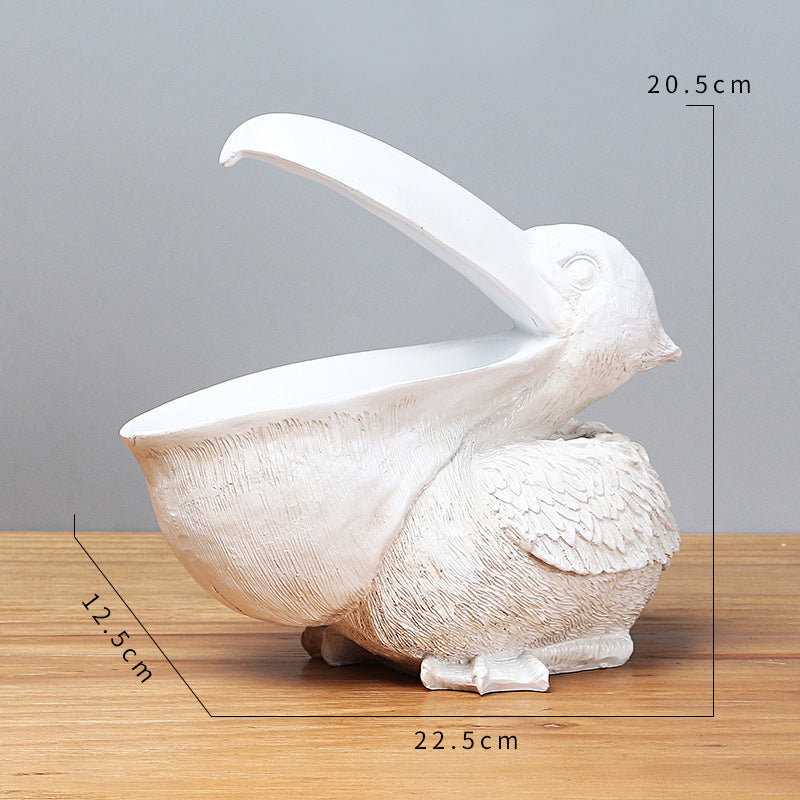White Pelican Resin Decor Bowl - Unique Key, Candy, and Storage Organizer for Home Decoration V888-ELOSUNG12449
