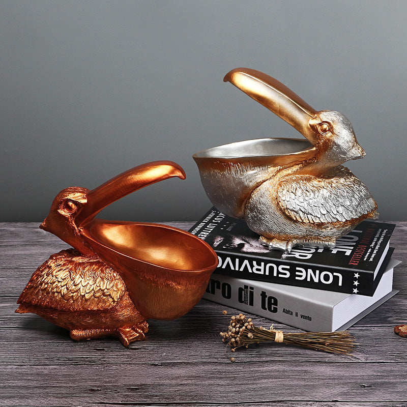 White Pelican Resin Decor Bowl - Unique Key, Candy, and Storage Organizer for Home Decoration V888-ELOSUNG12449