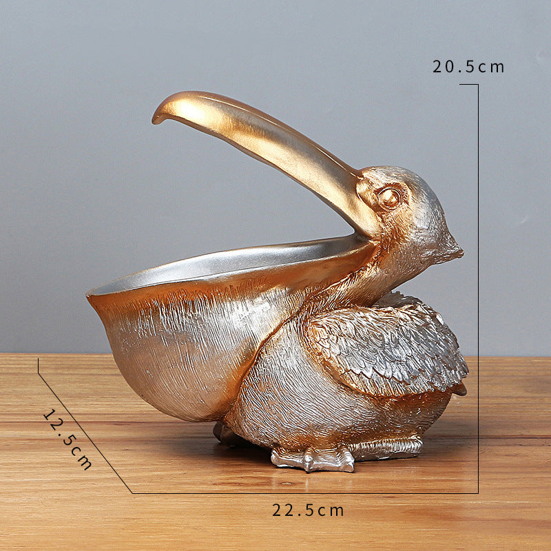 Silver Pelican Resin Decor Bowl - Unique Key, Candy, and Storage Organizer for Home Decoration V888-ELOSUNG12450