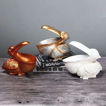 Silver Pelican Resin Decor Bowl - Unique Key, Candy, and Storage Organizer for Home Decoration V888-ELOSUNG12450