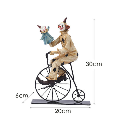 Vintage Circus Clown Figurines - Retro Balloon and Bicycle Ornaments V888-ELOSUNG12464