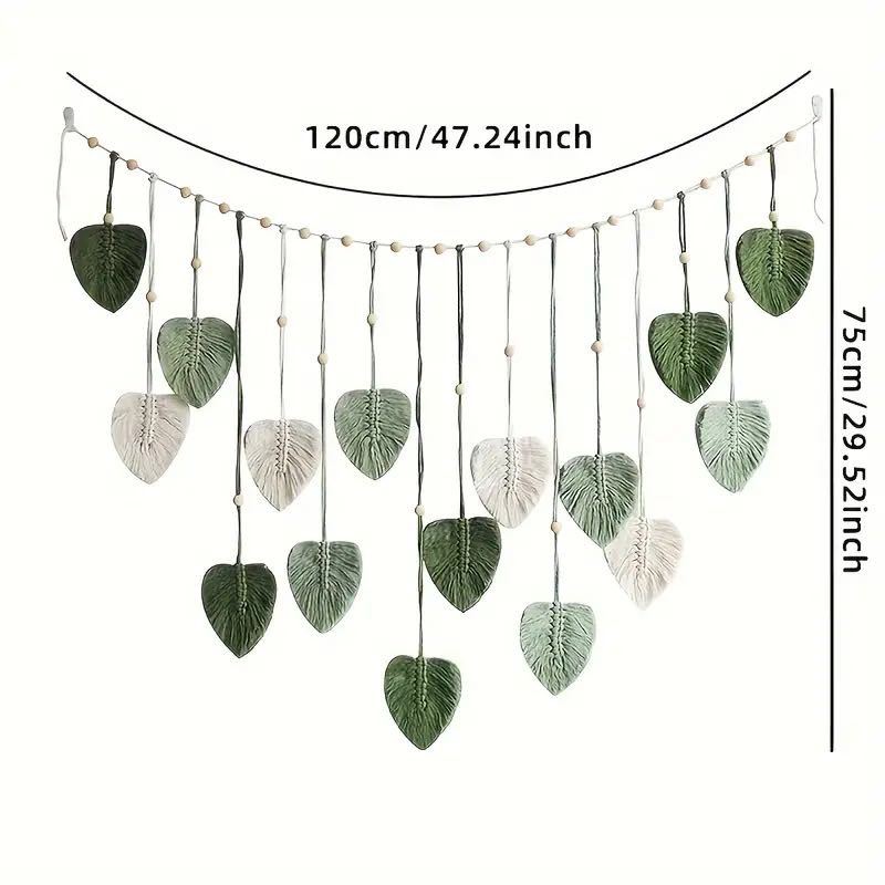 Hand -woven leaf tapestry green 120x75cm V888-ELOSUNG1247