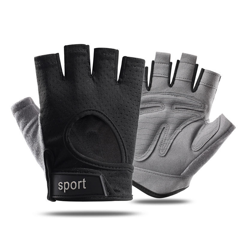 M Black Silicone Padded Workout Gloves - Non-Slip Weightlifting Gloves for Enhanced Grip and Palm Protection V888-ELOSUNG12508