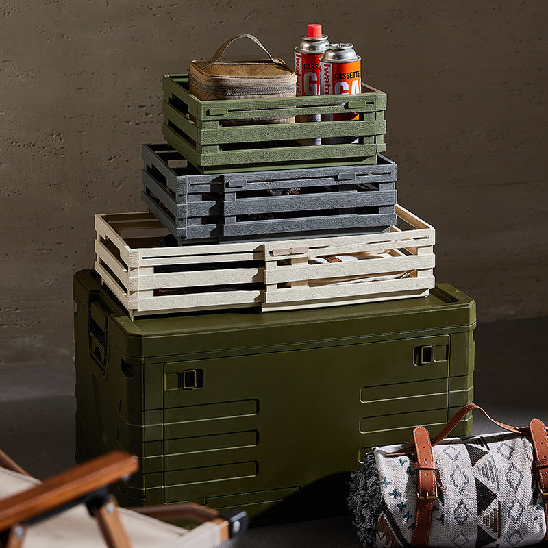 Green Foldable Industrial Storage Crates - Portable Outdoor Collapsible Storage Box for Home and Travel V888-ELOSUNG12530