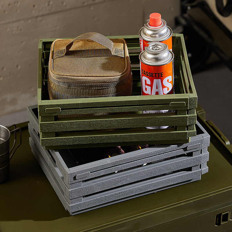 Green Foldable Industrial Storage Crates - Portable Outdoor Collapsible Storage Box for Home and Travel V888-ELOSUNG12530