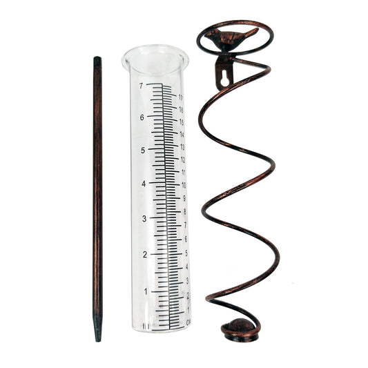 Decorative Garden Rain Gauge - Glass Rain Meter with Metal Stake and Bird Design V888-ELOSUNG12533