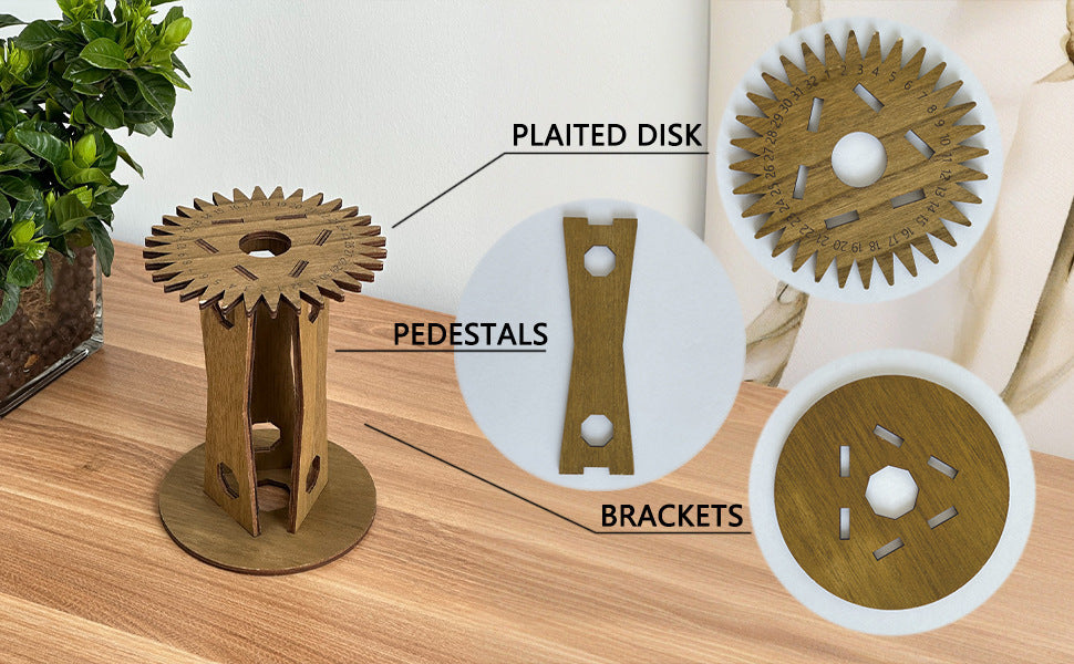 Wooden Kumihimo Marudai Stand - Craft Tool for Braiding and Creative Cord Making V888-ELOSUNG12534