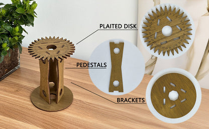 Wooden Kumihimo Marudai Stand - Craft Tool for Braiding and Creative Cord Making V888-ELOSUNG12534