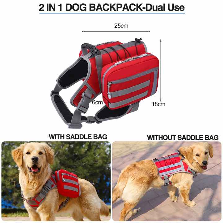Black Dog Tactical Backpack Harness - Adjustable Outdoor Camouflage Saddle Bag for Dogs V888-ELOSUNG12562