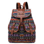 Diamond Pattern Bohemian Style Canvas Backpack - Vintage Tribal Pattern Travel Bag with Leather Straps V888-ELOSUNG12569
