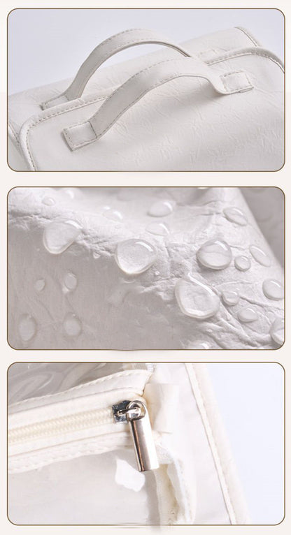 White Roll-Up Travel Makeup Bag - Compact Cosmetic Organizer with Multiple Compartments V888-ELOSUNG12604
