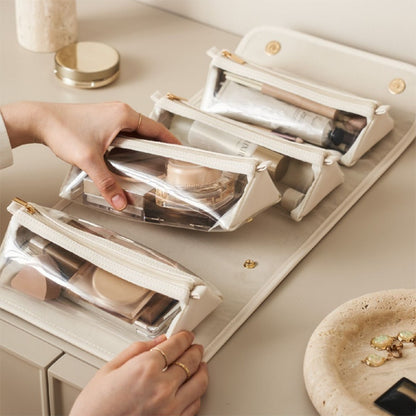 Brown Roll-Up Travel Makeup Bag - Compact Cosmetic Organizer with Multiple Compartments V888-ELOSUNG12605