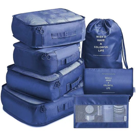 Navy Blue Travel Packing Cube Set - 7-Piece Luggage Organizer for Clothes, Toiletries, and Accessories V888-ELOSUNG12613