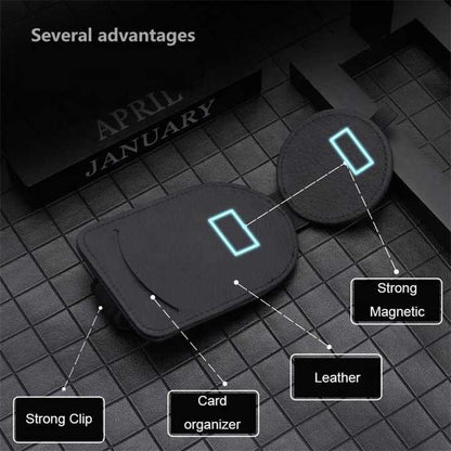 Beige Multifunctional Car Sun Visor Glasses Clip with Card Holder - Compact and Convenient V888-ELOSUNG12639