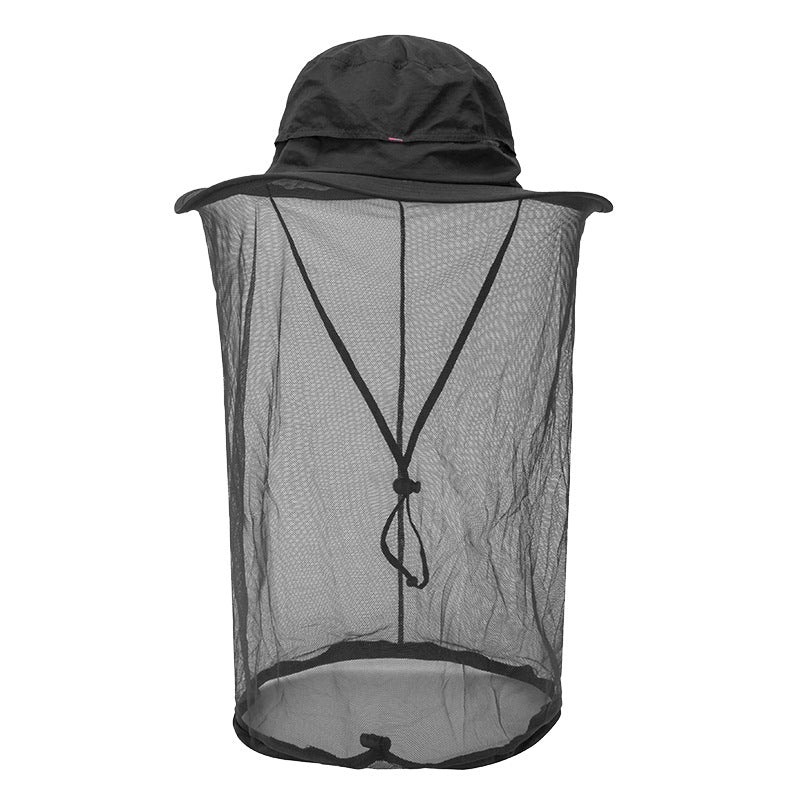 Black Outdoor Mosquito Net Hat - Sun Protection and Insect Repellent Bucket Hat V888-ELOSUNG12641