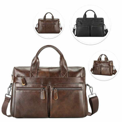 Coffee Men's Genuine Leather Briefcase - Classic Business Messenger Bag V888-ELOSUNG12650