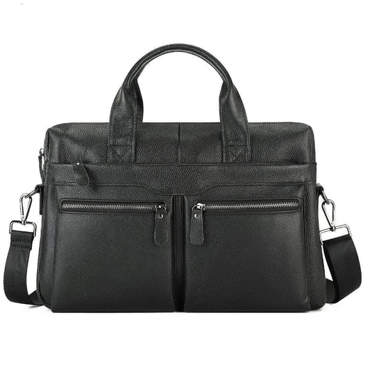 Black Men's Genuine Leather Briefcase - Classic Business Messenger Bag V888-ELOSUNG12651
