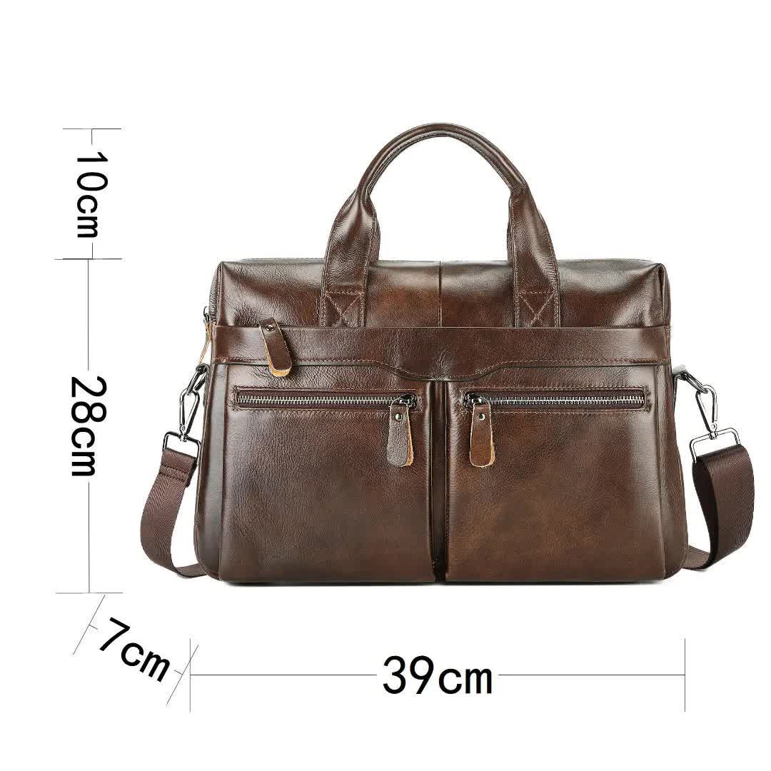 Black Men's Genuine Leather Briefcase - Classic Business Messenger Bag V888-ELOSUNG12651